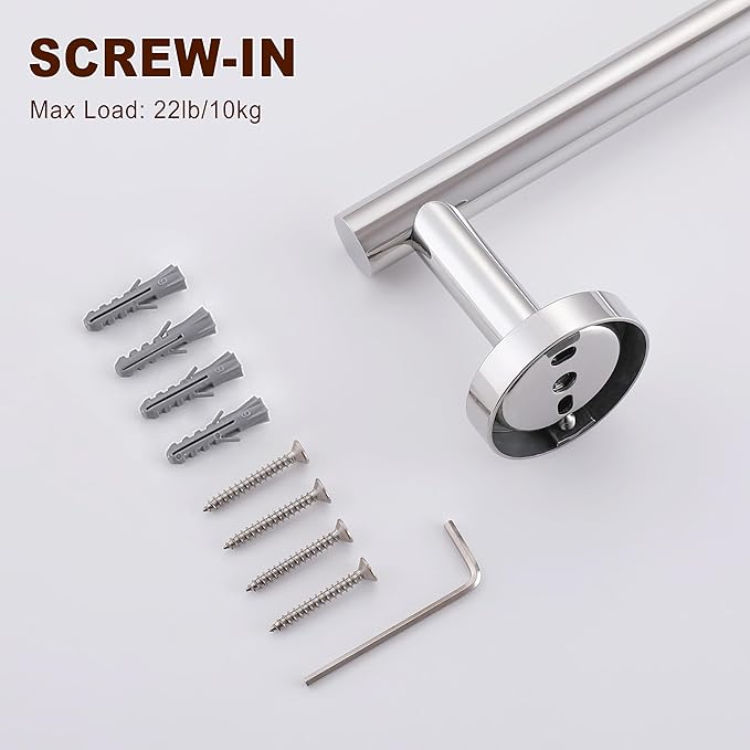 SEIDO Anti-Dropping Towel Bar with 6.7" Usable Length, Stainless Steel Towel Bar for Bathroom Wall, Double Locking Design Hand Towel Holder, Brushed Nickel, 9 Inch, 2pc
