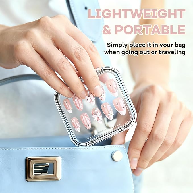 14Pcs Press On Nail Storage Box with 60Pcs Adhesive Double Sided Tape, Press on Nail Packaging Supplies Container False Nails Display Cases for Nail Art Salon Business(4Colors)