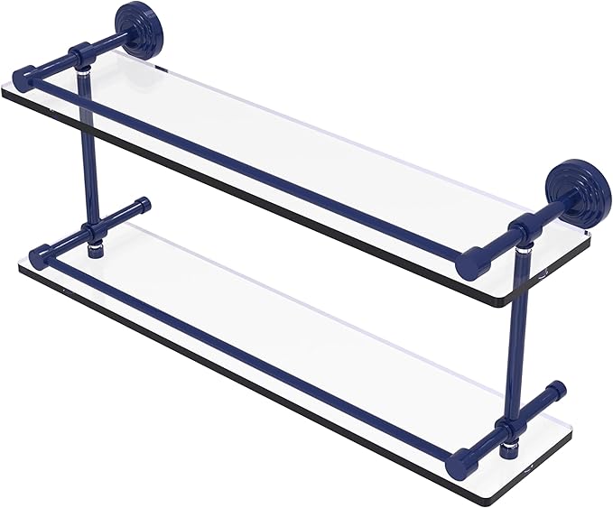 Waverly Place Collection Double Glass Shelf with Gallery Rail
