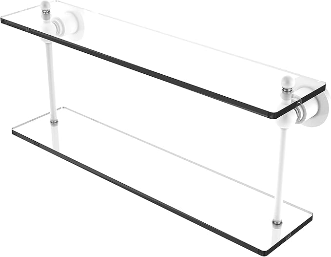 Allied Brass AP-2/22 Astor Place Collection 22 Inch Two Tiered Glass Shelf, Matte White