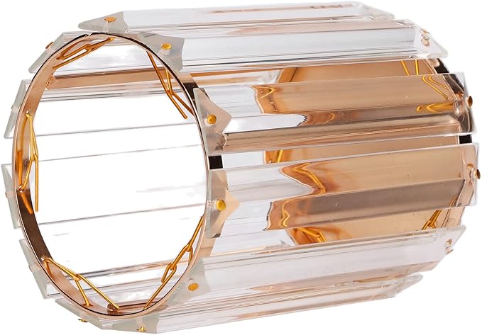 CDQL Cosmetic Brush Holder, Transparent Glass, Round Decorative Box, Pen Storage Organizer, Desktop Makeup Brush Container for Vanity (Gold)