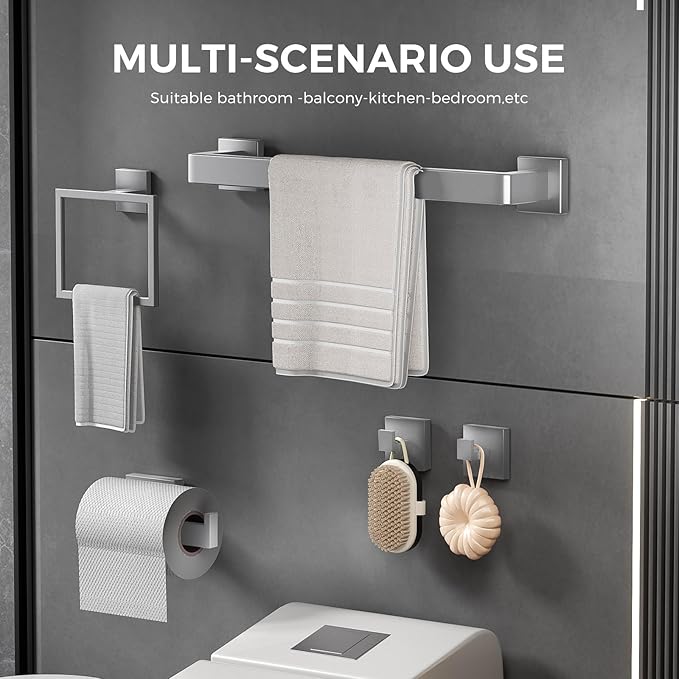 Bathroom Hardware Accessories Set of 5 Pieces, 15.6 Inch Bath Towel Bar Set, 304 Stainless Steel Bathroom Hardware Set, Towel Racks for Bathroom Wall Mounted