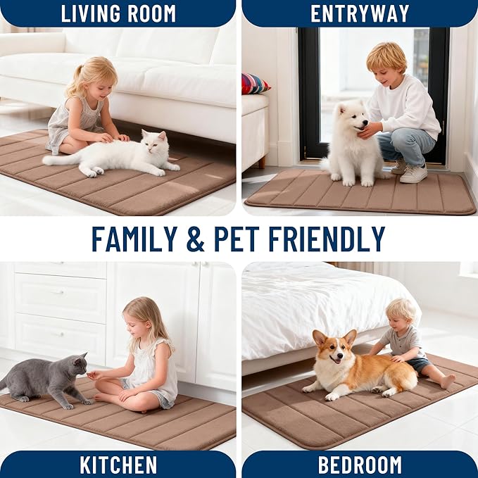 OLANLY Memory Foam Bath Mat 44x24, Super Soft Absorbent Bathroom Rugs, Quick Dry, Machine Washable Shower Floor Rugs, Bathmat Carpet, Bathroom Home Decor Accessories, Mocha