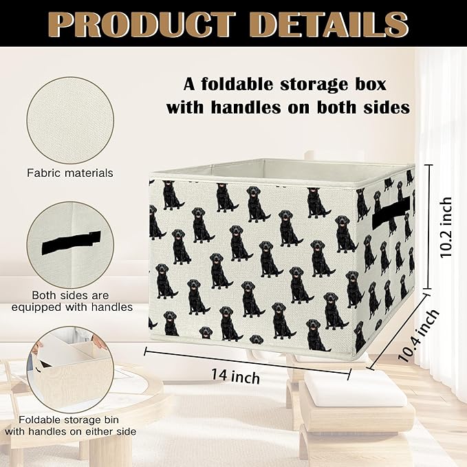 Black Lab Gifts Storage Bins & Boxes with Handles,Dog Foldable Basket for Organizing Dog Lovers Women,Labrador Retriever Christmas Storage Laundry Hampers for Bedroom Bathroom Clothes Toys Books