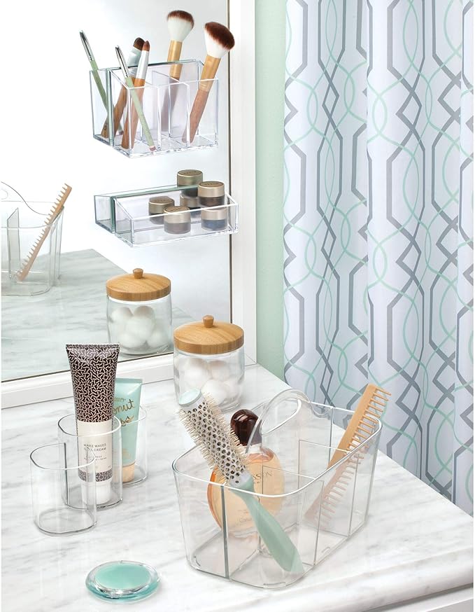 iDesign Trio Cup Vanity Cabinet Cosmetic Organizer, The Clarity Collection – 8.2” x 3” x 3.75”, Clear