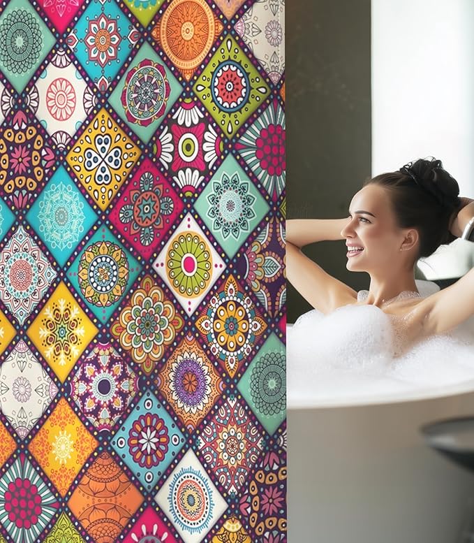 MAMUSE Shower Curtain for Bathroom - Cute Aesthetic Decorative Modern Girly Unique Girls Design Pretty Women Waterproof Fabric Cloth Cortinas de Baño Bathtub 72 x 72 Inch, Art