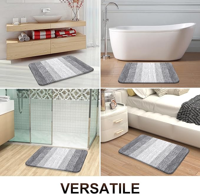 OLANLY Bathroom Runner Rugs 47x17, Extra Soft Absorbent Microfiber Bath Rugs, Rubber Backing, Quick Dry, Washable Bath Mats for Bathroom Floor, Tub and Shower, Home Decor Accessories, Light Grey
