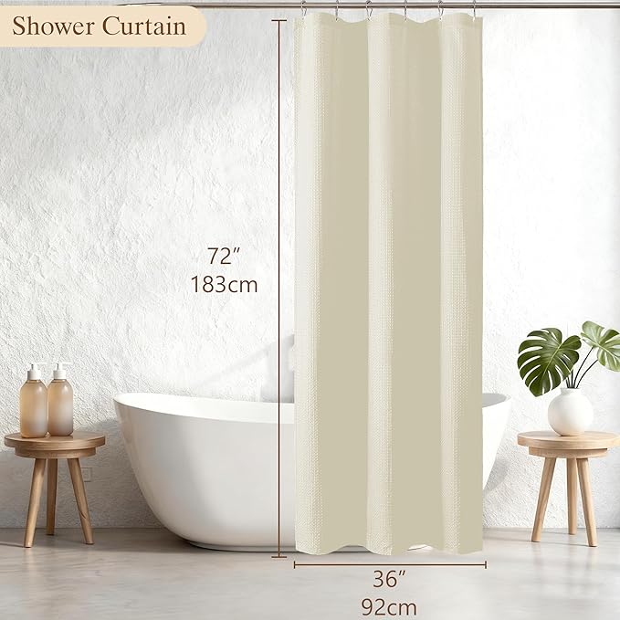 Aiyufeng Waterproof Fabric Shower Curtains for Bathroom,Dot Like Embossed Textured Soft Polyester Cloth Stall Shower Curtain,Hotel Luxury Quality Machine Washable,36Wx72L,Cream