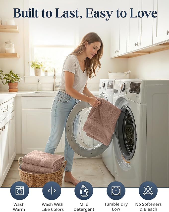 LANE LINEN 100% Mercerized Cotton Bathroom Towel Set - 16 Pieces - Fluffy, Super Soft & Highly Absorbent - 4 Bath Towels, 8 Washcloths, 4 Hand Towels - Ring Spun, Double Sided Cotton Terry - Taupe