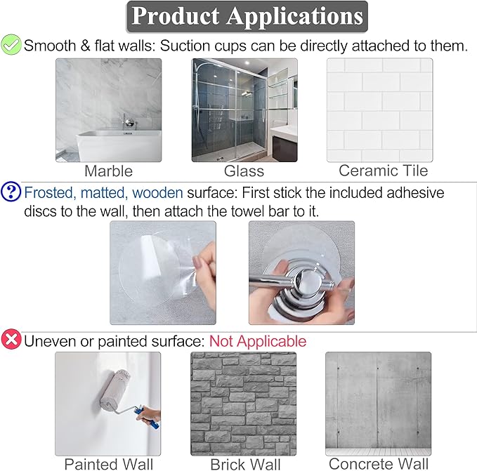 Sneatup Suction Cup Extendable 17-29" Stainless Steel Towel Bar (Brushed Nickel)
