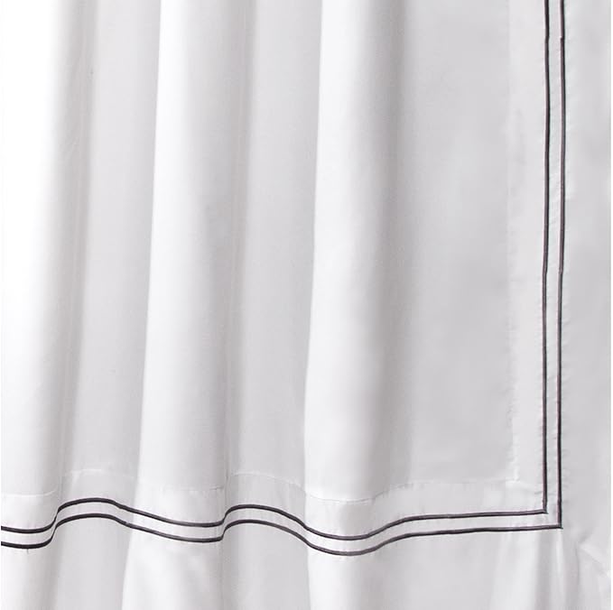 Lush Decor Hotel Collection Shower Curtain Fabric Minimalist Plain Style Bathroom Design, 72" x 72", White and Gray