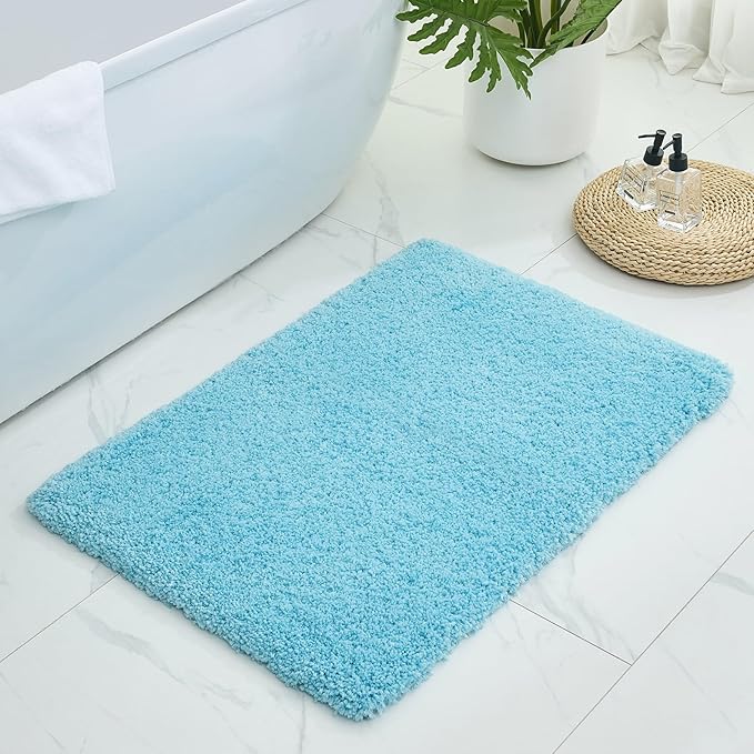 Bathroom Rugs Non Slip Washable 36x24, Ultra Thick Soft Microfiber Absorbent Bath Mats, High Density Foam Latex Non Slip Backing Bath Rugs, Fluffy Floor Carpet for Tub&Shower, Teal