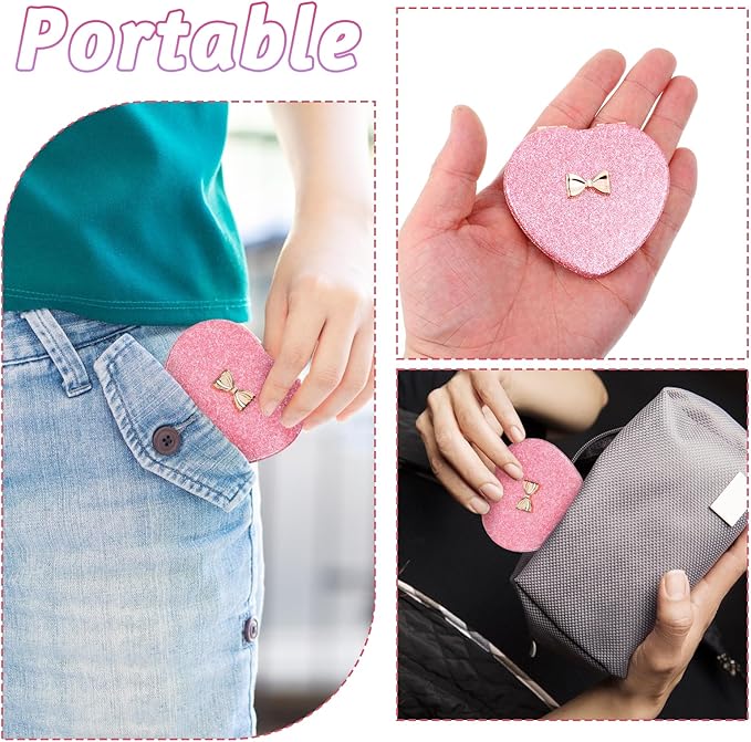 Giantree Cute Heart-Shaped Makeup Mirror for Women, Pink Double-Sided Makeups Mirrors, Travel Portable Makeup Mirror Gift Magnetic Folding Mirrors Suitable for Women Home Office Valentine's Day