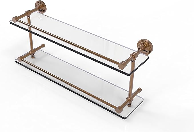 Allied Brass DT-2/22-GAL-BBR Dottingham 22 Inch Double Gallery Rail Glass Shelf, Brushed Bronze