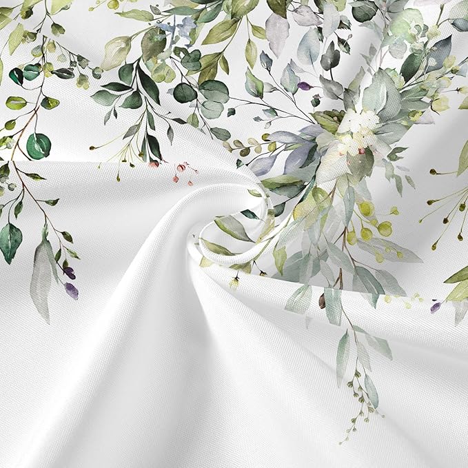 Gibelle Long 3 in 1 Shower Curtain Set, Watercolor Eucalyptus Bath Curtain and PEVA Liner Set with 12 Metal Hooks, Modern Waterproof Fabric Bathroom Curtain 72x78, Sage Green