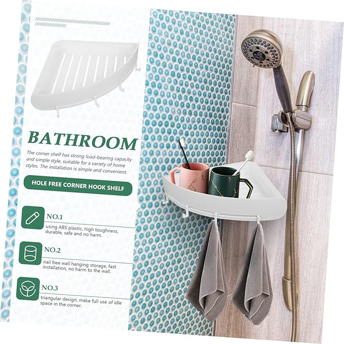 1Set Corner Storage Rack Punch Bathroom Organizer for Cosmetics Toiletries Material Versatile Wall Shelf for Bathroom Home Use