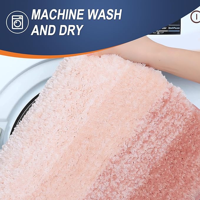 OLANLY Bathroom Rugs Mat 40x24, Extra Soft Absorbent Microfiber Bath Rugs, Rubber Backing, Quick Dry, Machine Washable Bath Mats for Bathroom Floor, Tub and Shower, Home Decor Accessories, Peach