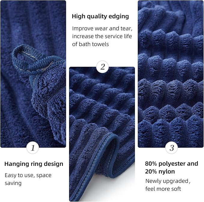 Extra Large Bath Towel Set of 6 (40"x80"),Oversized Bath Sheet Super Soft Highly Absorbent Microfibers Quick Dry Luxury Shower Towel for Bathroom Spa Gym Hotel Yoga(Navy Blue, 6Piece)