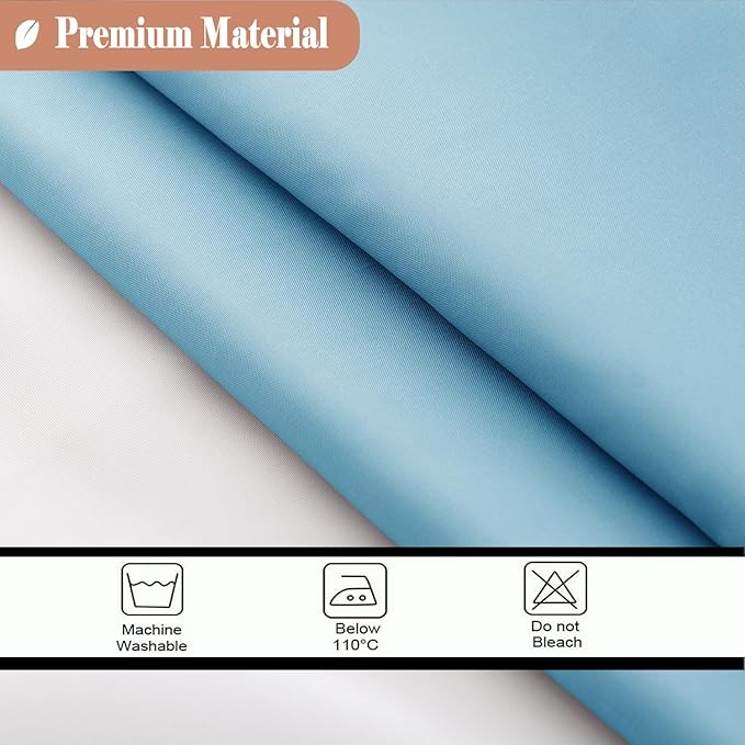 UFRIDAY 36x72 Inch Stall Shower Curtain with Mesh Window,Soft Fabric Solid Bathroom Curtain with Hooks, Weighted Hem, Heavy Duty, Water Repellent, Light Blue