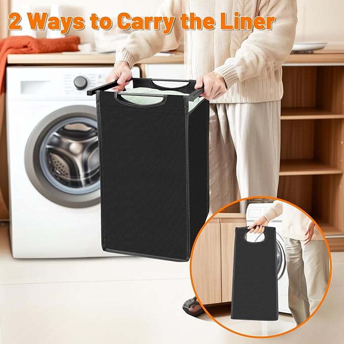 Sonharlar Laundry Hamper, Laundry Sorter with 4 Pull-Out Removable Oxford Fabric Bags Cloth Laundry Basket 4 x 10 Gallons (Black and Rustic Brown)