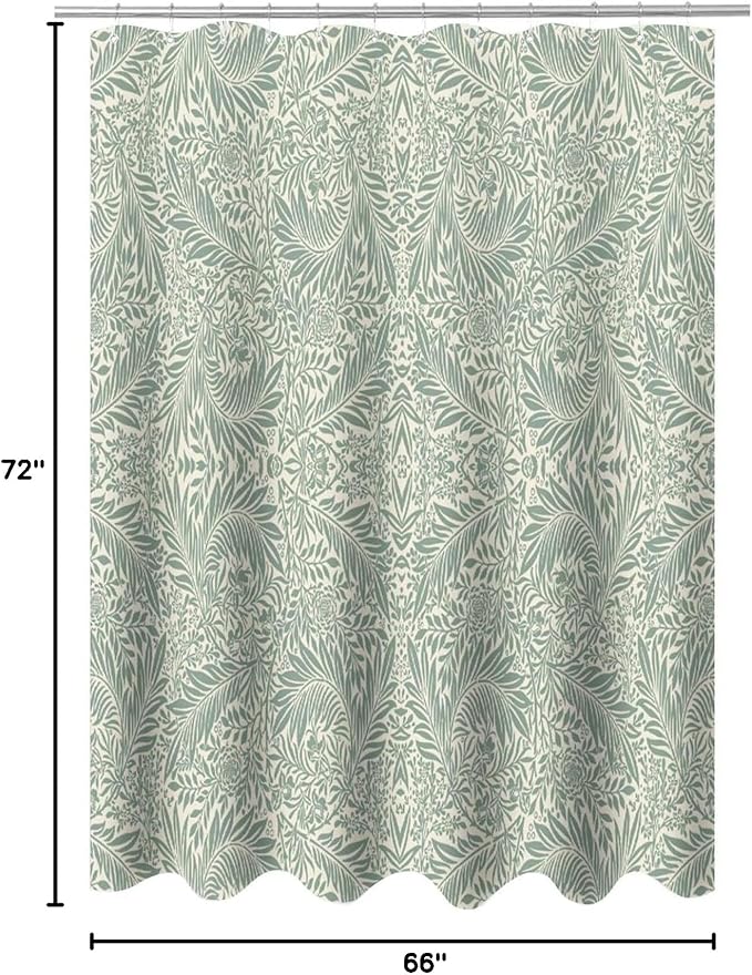 Vintage Botanical Shower Curtain William Morris Designs Green Jungle Fruit Print Shower Curtain Set Polyester Interior Waterproof Shower Curtain with 12 Hooks 66x72 Inches(168x183cm)