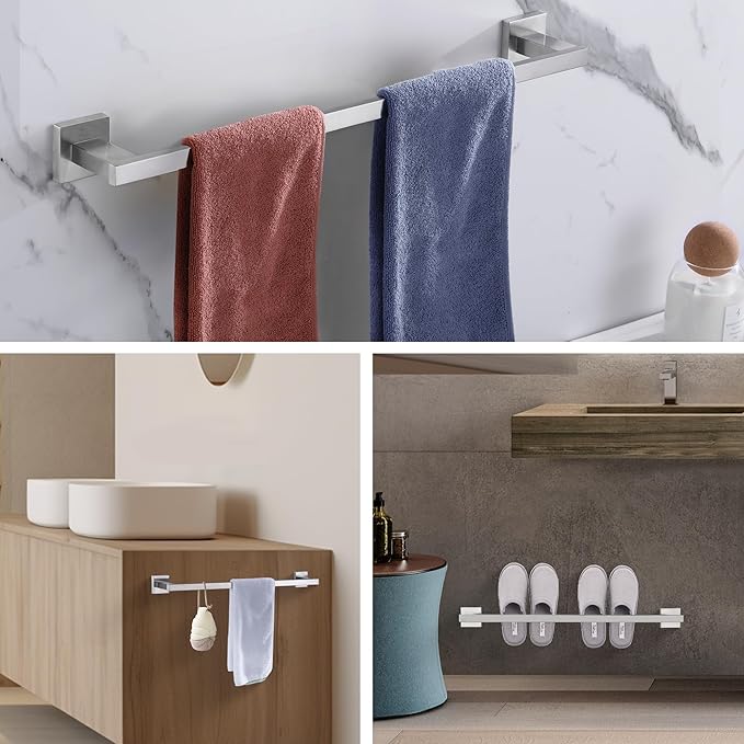 LANC Bathroom Towel Bar for Bathroom Wall Mounted 20-Inche 50CM Brushed Nickel Bath Towel Rack Stainless Steel Towel Rod for Toilet Kitchen Towel Holder Towel Hanger Towel Rail, A9010BN-L5