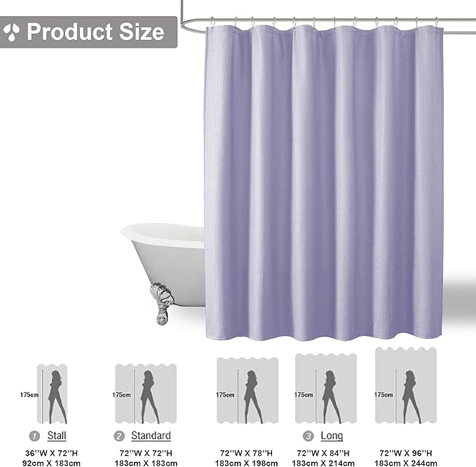 OVZME Berry Cute Shower Curtain, Embossed Textured Fabric Shower Curtain for Bathroom - Soft Cloth & Hotel Spa Luxury, Water Repellent, Machine Washable Shower Curtain, 72X72, Lavender