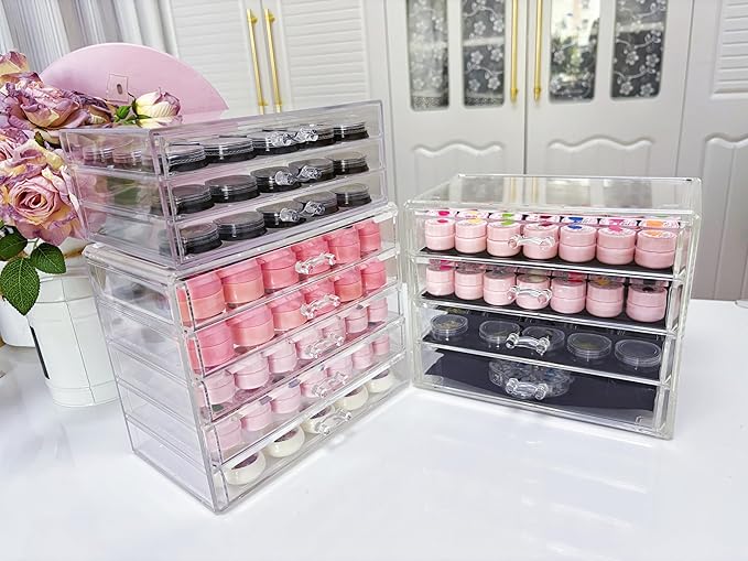 4 Tier Nail Art Decoration Storage Box,Acrylic Make Up&Jewelry Organizer with Drawers, Cosmetic Storage for Dresser Countertop and Bathroom,Transparent Acrylic Nail Art Jewelry Accessories
