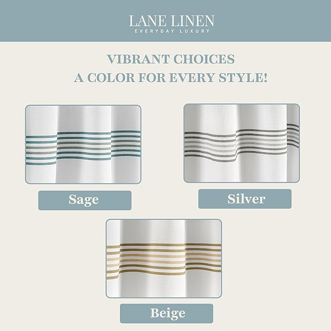 LANE LINEN Waterproof Shower Curtain - 72W x 72H - 2 in 1 Fabric Design with Built in Laminated Inner Layer - No Liner Needed - Quick Dry & Machine Washable - Header with Rust Proof Grommets - Beige