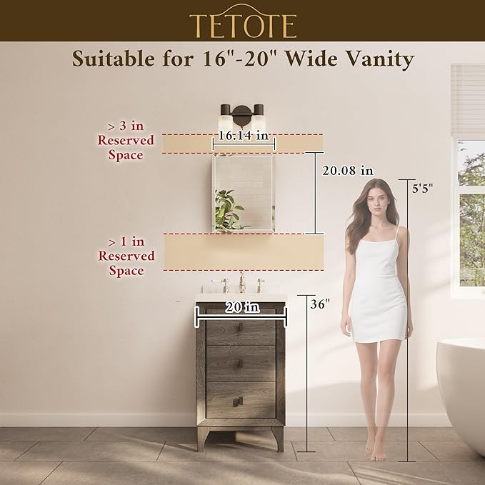 TETOTE 16 x 20 Medicine Cabinet with Tempered Beveled Mirror White Bathroom Mirror with Storage Aluminum Cabinet DTC Hinges, Stepless Adjustable Shelves, Recessed/Surface-Mounted