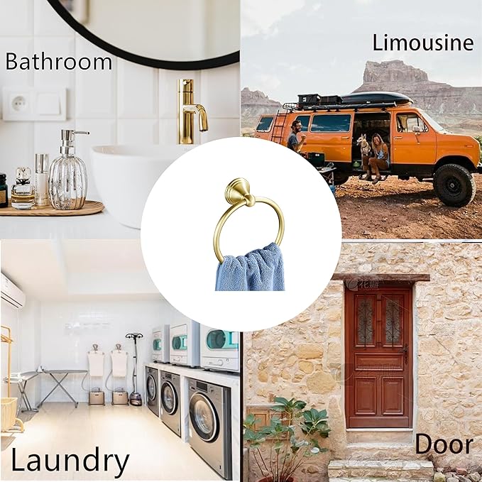 Towel Ring for Bathroom, Brusehd Light Gold Hand Towel Holder 1 Pack, Bathroom Accessories and Towel Racks for Bathroom Wall Mount