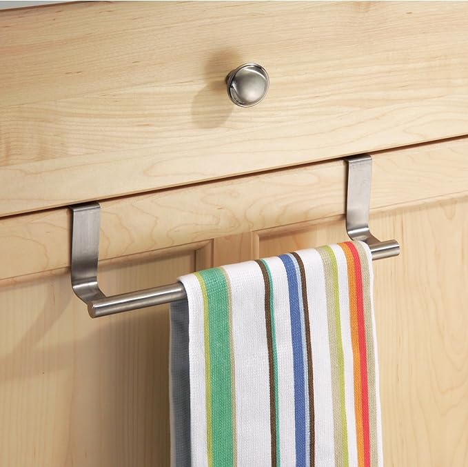 iDesign Stainless Steel 9-inch Over-the-Cabinet Towel Bar - Set of 2 - Brushed
