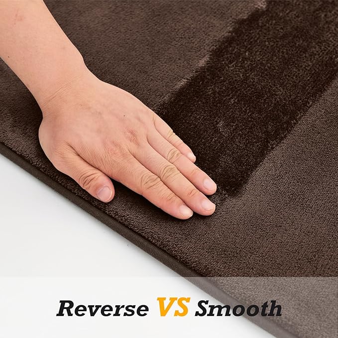 HUXMEYSON Bathroom Rugs Sets 3 Piece, Non-Slip & Quick Dry Bath Mat Set, Ultra Soft Velvet Bath Rugs for Bathroom, Toilet and Shower Floor, Brown