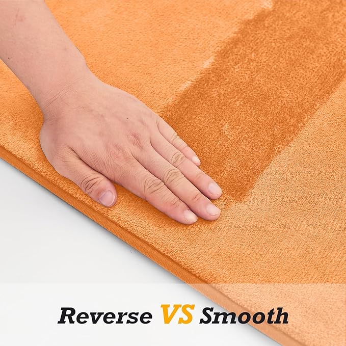 HUXMEYSON Bathroom Rugs Sets 2 Piece, Non-Slip & Quick Dry Bath Mat Set, Ultra Soft Velvet Bath Rugs for Bathroom, Toilet and Shower Floor, Orange
