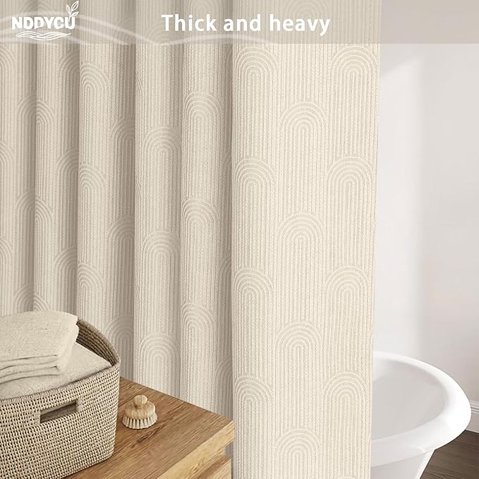 Boho Cotton Shower Curtain Morden Mid Centery Minimalist Shower Curtain,Beige,72 * 72