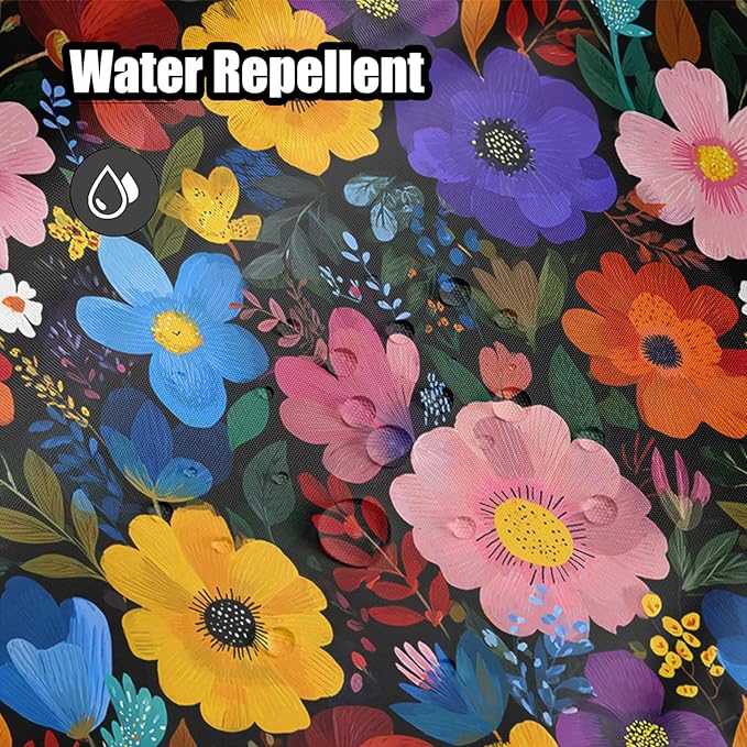 Colorful Floral Shower Curtain 72x72 Inch Bold Bright Flower Print Bathroom Curtain Fabric for Boho or Maximalist Bathroom Decor