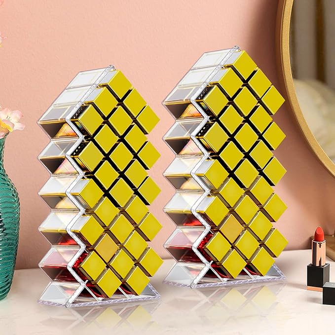 Hoolerry 4 Pack Acrylic Lipstick Holder Organizer 112 Slots Clear Lip Gloss Holder Organizers Stackable Lipsticks Tower Lipstick Case Display Stand Storage Box for Makeup Cosmetic Vanity(Fish Shape)