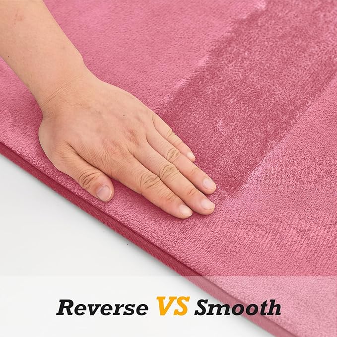 HUXMEYSON Bathroom Rugs Sets 2 Piece, Non-Slip & Quick Dry Bath Mat Set, Ultra Soft Velvet Bath Rugs for Bathroom, Toilet and Shower Floor, Pink