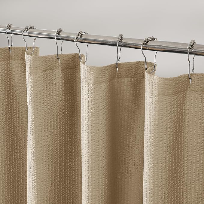 OVZME Taupe Stall Fabric Shower Curtain 36 x 72 Inch, Soft Waffle Small Shower Curtain for Bathroom with Texture for Narrow Stall Size, Machine Washable Water Resistance, Hotel Style