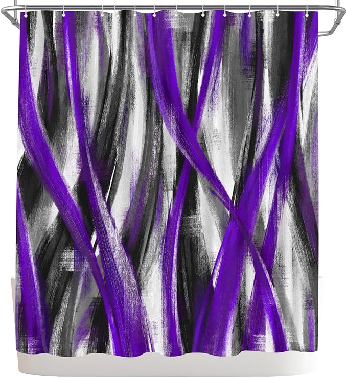 WELMECO Geometric Shower Curtain Modern Abstract Shower Curtain Bathroom Decor Polyester Fabric, 72x72inch (Purple and Grey)