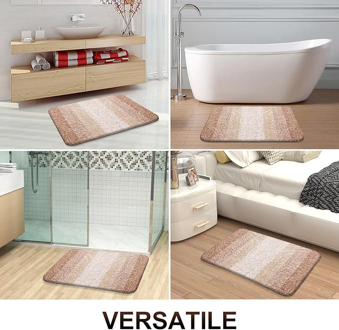 OLANLY Bathroom Runner Rugs 47x17, Extra Soft Absorbent Microfiber Bath Rugs, Rubber Backing, Quick Dry, Machine Washable Bath Mats for Bathroom Floor, Tub and Shower, Home Decor Accessories, Beige