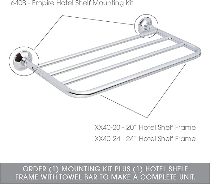 Ginger XX40-20/PC Hotel Shelf, 20" Frame, Polished Chrome