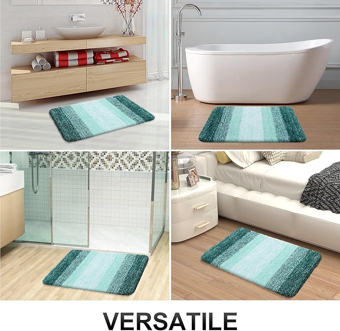OLANLY Bathroom Rugs Mat 34x21, Extra Soft Absorbent Microfiber Bath Rugs, Rubber Backing, Quick Dry, Washable Bath Mats for Bathroom Floor, Tub and Shower, Home Decor Accessories, Blackish Green