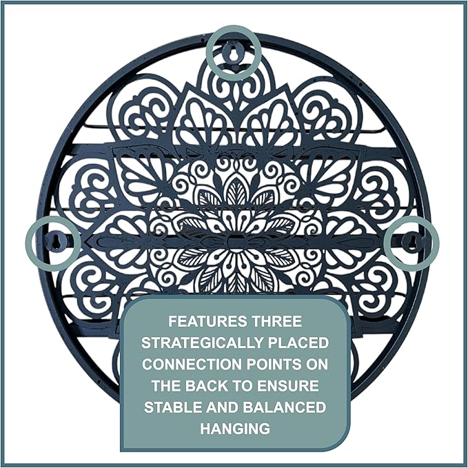 Mandala Shape Shelves - Essential Oil & Nail Polish Organizer - Wall Mounted Round Rack - Display Holder - Spice Rack - Black or Gold