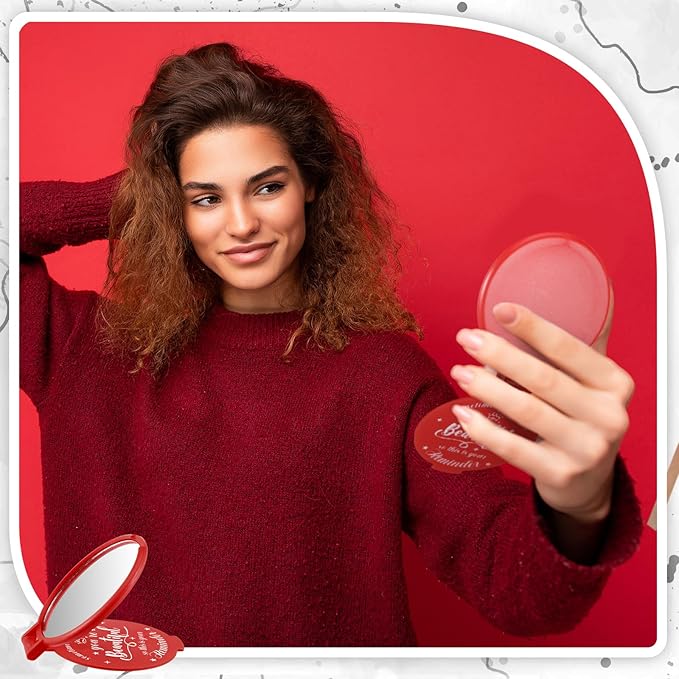 36 Pcs 2.76 Inch Inspirational Compact Mirror Bulk Women Small Gifts Graduation Party Favors Purse Mirror Pocket Mini Stuffer Items for Adult Coworker Cheerleader Employee (Red)