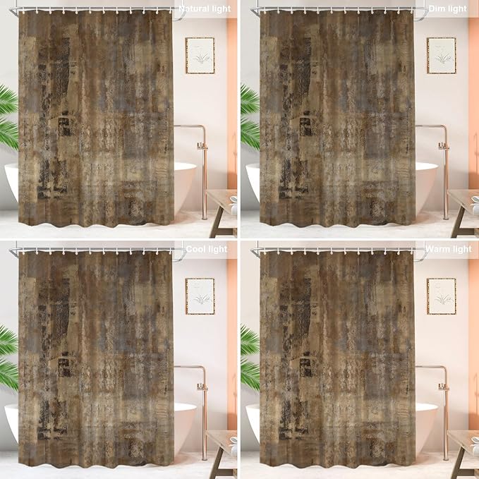 Shrahala Brown Grey Abstract Art Decorative Shower Curtain, Acrylic Painting for Bathroom Stall, Waterproof Funny Design with Grommets, 72x72 Inch