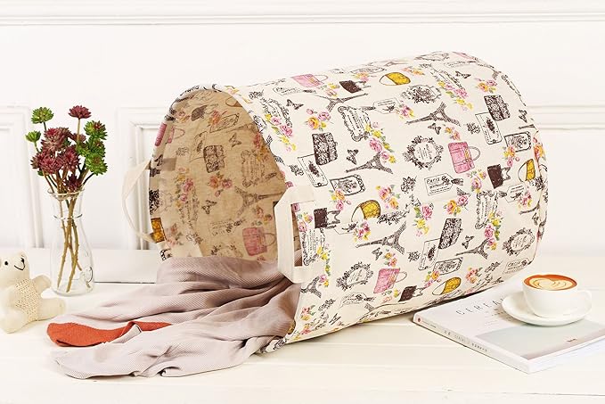 Merdes 19.7?€??€? Waterproof Foldable Laundry Hamper, Dirty Clothes Laundry Basket, Linen Bin Storage Organizer for Toy Collection (Paris)