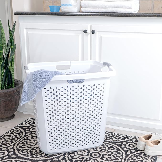 2 Pack 2.5 Bushels Plastic Laundry Baskets, Equipped with Reinforced Comfortable Handles, With Breathable Design, Suitable for Sorting Clothes, Suitable for Use in Households, Dormitories, Apartments.