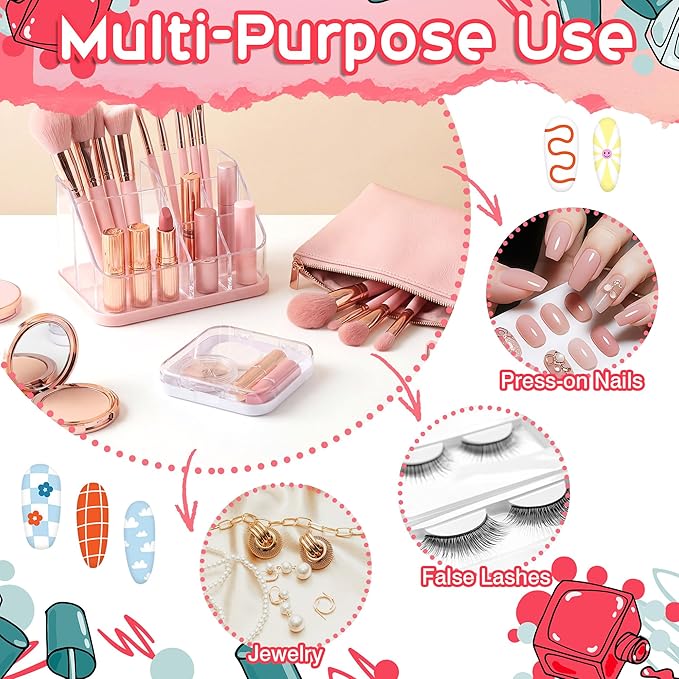 AceOrbit 48 Pcs Press on Nail Boxes with 180 Pcs Adhesive Double Sided Tape Acrylic Press on Nail Packaging Cases White Transparent Storage Case Organizer for Display Art Salon Supplies