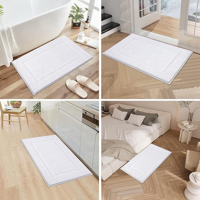 Pauwer Bathroom Rug Set - 3 Piece Shower Mats with U-Shaped Contour Toilet Mat, Absorbent Microfiber Plush Bath Mats, Non Slip, Machine Washable Shaggy Floor Mats